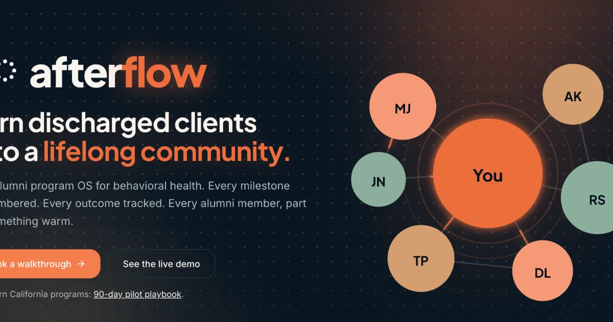 Afterflow alumni program platform social preview